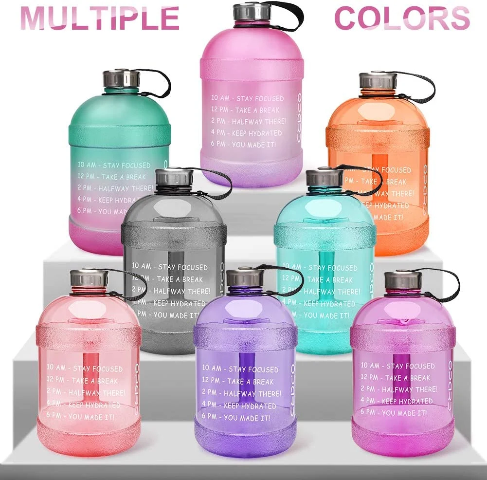 1/2 Gallon Bottle Transparent 2.2L Water Jug with Handle and Mobile Phone Holder for Gym and Sports Big Water Bottle BPA Free
