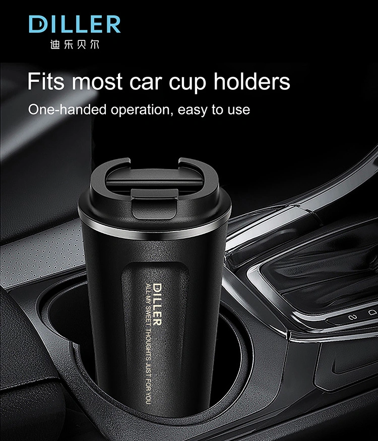 304 Stainless Steel, PP, Silicone Coffee Travel Mug Thermo Cup