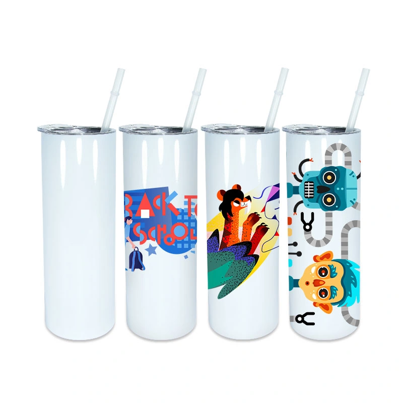 USA Warehouse Free Shipping 20oz Double Wall Coffee Mug Travel Tumbler Insulated White Sublimation Blanks Stainless Steel Skinny Wine Tumbler