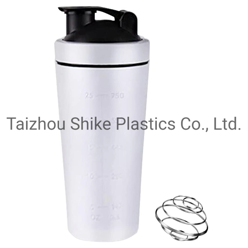 Stainless Steel Protein Shaker Bottle BPA Free, Non Insulated, Bcaa, Gym Bottle, Shaker Ball, Leak-Proof, Visible Measuring Window, Dishwasher Safe