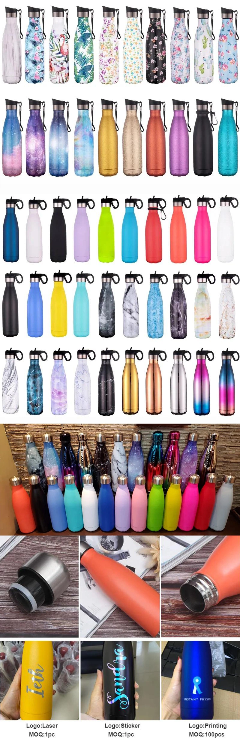 Sports Cola Shape Flask Double Wall Insulated Stainless Steel Water Bottle