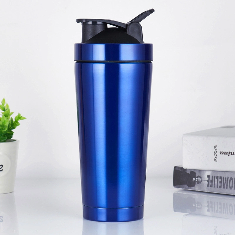Multi-Style Custom High Quality Double Wall Stainless Steel vacuum Small Caliber Push-Type Shaker Flask Water Protein Bottle