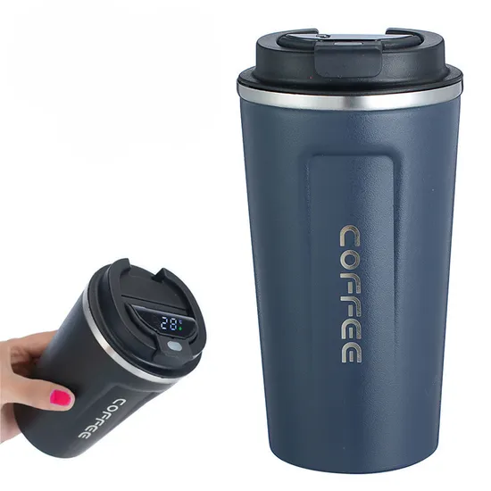 New Cup Custom Logo Smart LED Portable Thermal Tumbler Touch Termo Digital Thermo Temperature Display Stainless Steel Travel Coffee Mug with Lid 