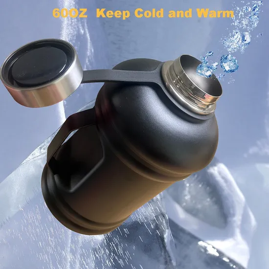 Half Gallon Stainless Steel Insulated Motivational Sports Large Water Bottle Gym Water Jug 
