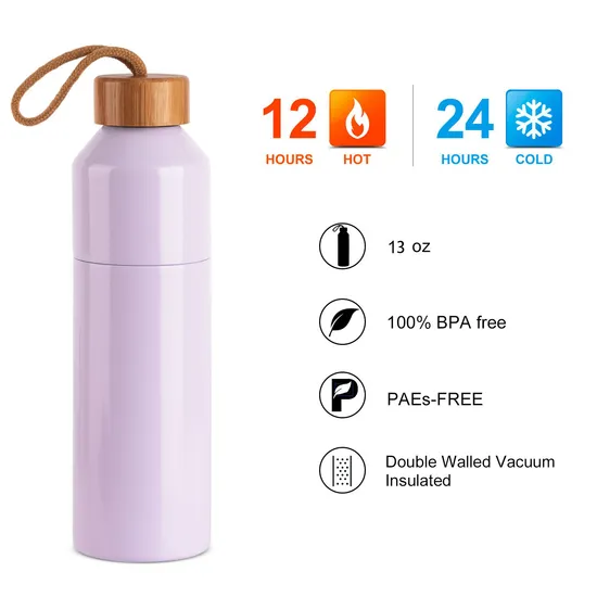 2 in 1 Water Bottle Two Parts Stainless Steel Insulated Vacuum Flask with Tea Fruit Infuser 