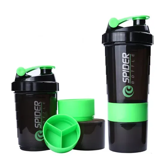 Shaker Bottle 16oz Protein Shaker Bottles with Mix Ball Portable Sports Water Bottle Leak Proof Gym Cup for Protein Mixes with Storage & Pill Organizer 