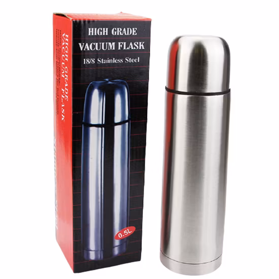 Double Wall Stainless Steel Bullet Flask for Camping