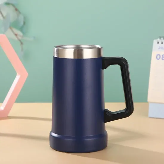 Travel Mug Outdoor Stainless Steel Double Wall Beer Mugs Coffee Thermal Insulation Premium Handle Mug Travel Thickened Thermo Beer Mug Without Lid Bl21700 