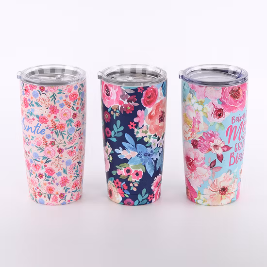 Vacuum Insulated Stainless Steel 20oz Tumbler Thermos Travel Coffee Mug with Straw and Lid