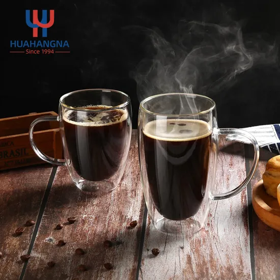 250ml 350ml 450ml 600ml Insulated Layer Coffee Tumbler Glassware Cups 12 Oz Double Walled Borosilicate Glass Coffee Mugs with Handle 