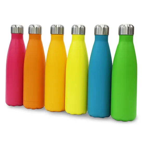 Custom Logo 500ml 750ml Cola Shaped Vacuum Thermal Insulated Stainless Steel Water Bottle 