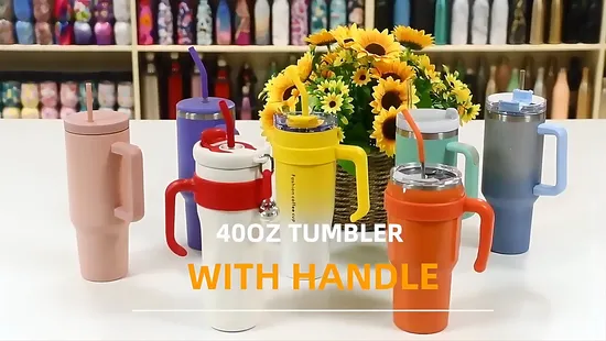 40 Oz Custom Travel Coffee H2.0 Insulated Double Wall Stainless Steel Wholesale Bulk 40oz Mug Cup Tumbler with Handle 