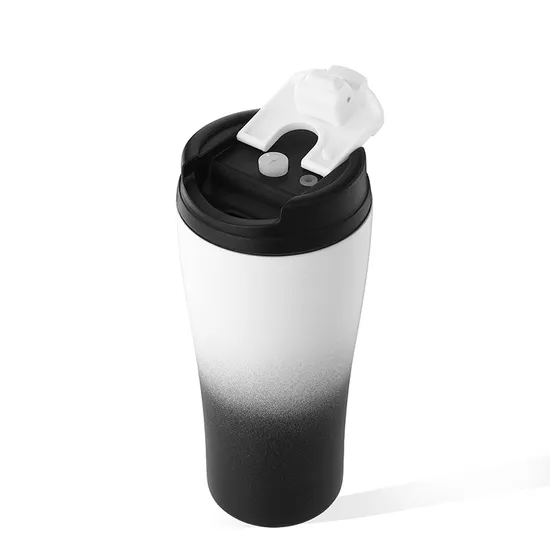 Everich 18/8 Double Wall Travel Coffee Mug Stainless Steel Vacuum Thermo Cup with Straw 