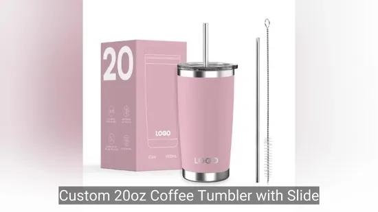 Custom 20oz Coffee Tumbler with Slide Lid Stainless Steel Sports Vacuum Insulated Matte Bottle 