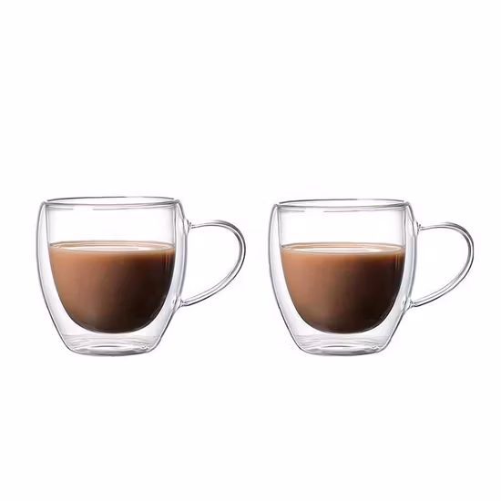 Customized Logo Tea Cup Insulated Coffee Double Wall Glass Mug