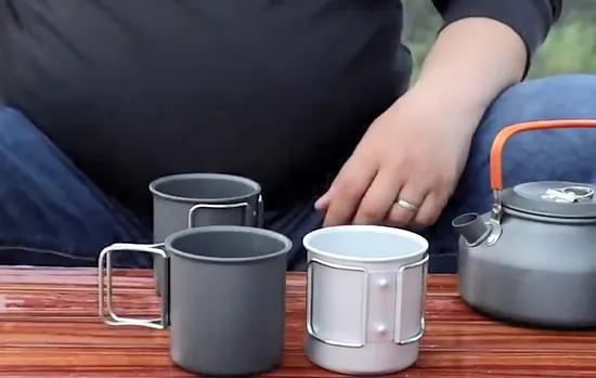 Coffee Cup Stainless Steel Mug Foldable Handle Portable Travel Leak