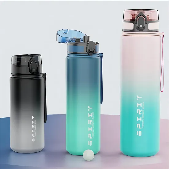 1L Large Capacity Sports Water Bottle Leak Proof Colorful Plastic Cup Drinking Outdoor Travel Portable Gym Fitness Jugs 