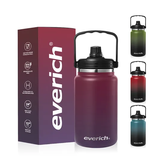 Everich Insulated Jug with Handle, One Gallon, 128oz Stainless Steel, Large Double Vacuum Water Bottle for Hot & Cold Drinks 