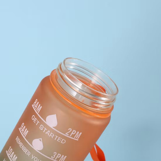 Leakproof Tritan BPA Free 1L Fitness Outdoor Sports Water Jug with Time Marker Large Plastic Motivational Water Bottle